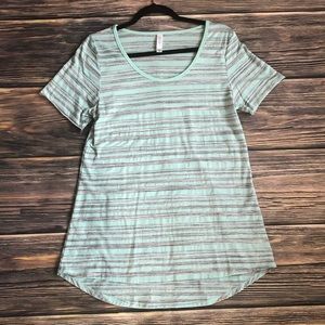 LuLaRoe Classic T: mint and gray stripe - M